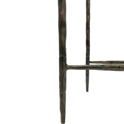 Libra Interiors Patterdale Hand Forged Console Table Small Dark Bronze with Glass Top