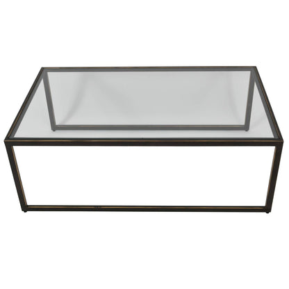 Libra Interiors Deveraux Gilded Bronze Metal and Glass Coffee Table