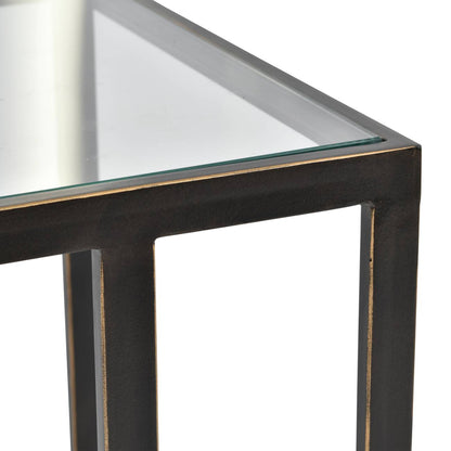 Libra Interiors  Deveraux Gilded Bronze Metal and Glass Side Table