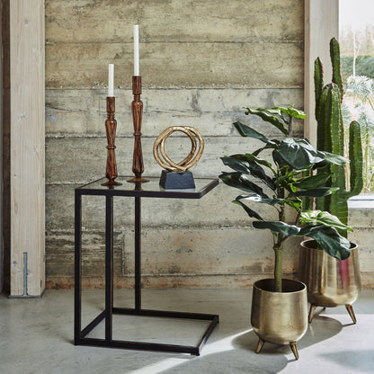 Libra Interiors  Deveraux Gilded Bronze Metal and Glass Side Table